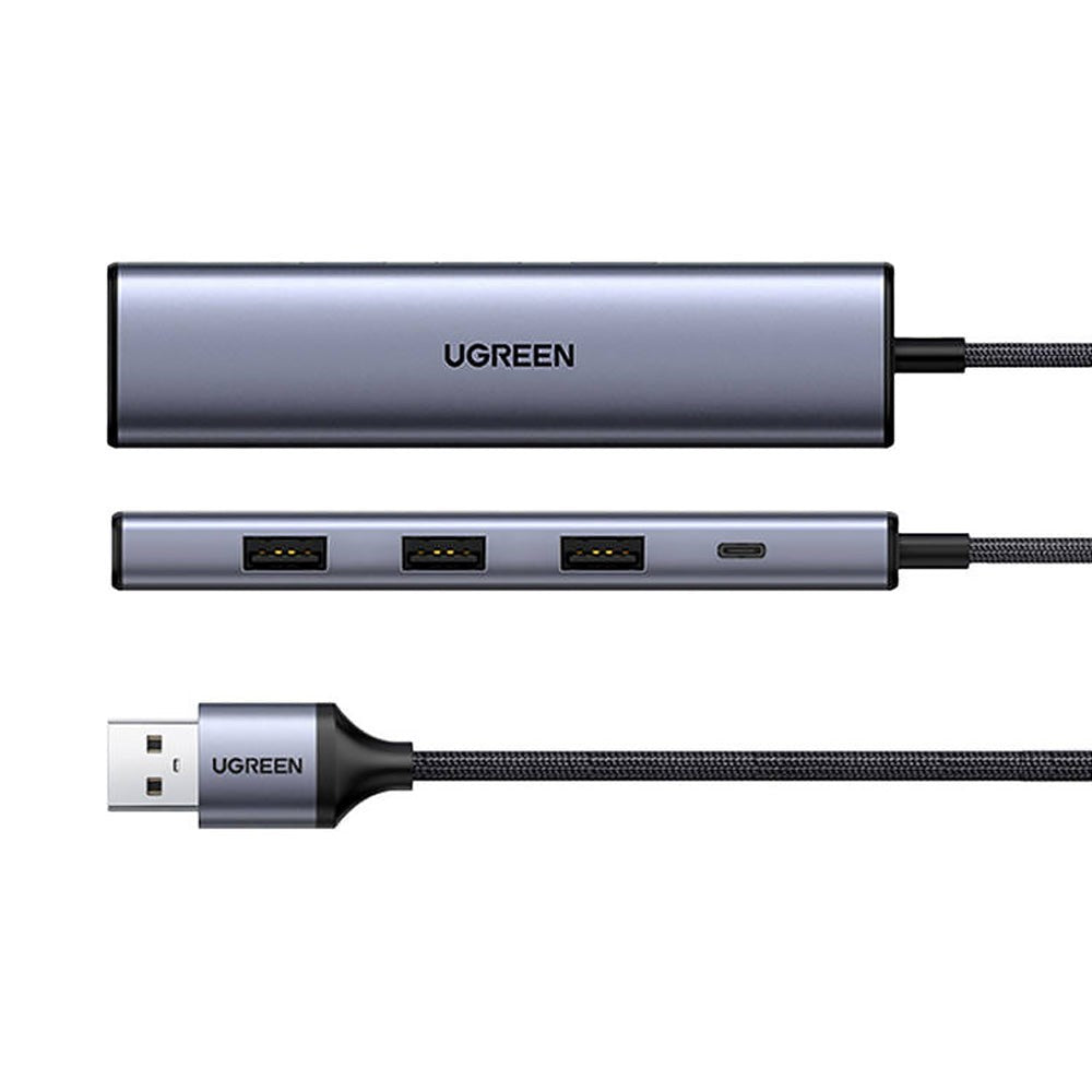 UGREEN 5-in-1 USB-A Adapter - 4 x USB3.0 + 1 x USB-C Input - Grey