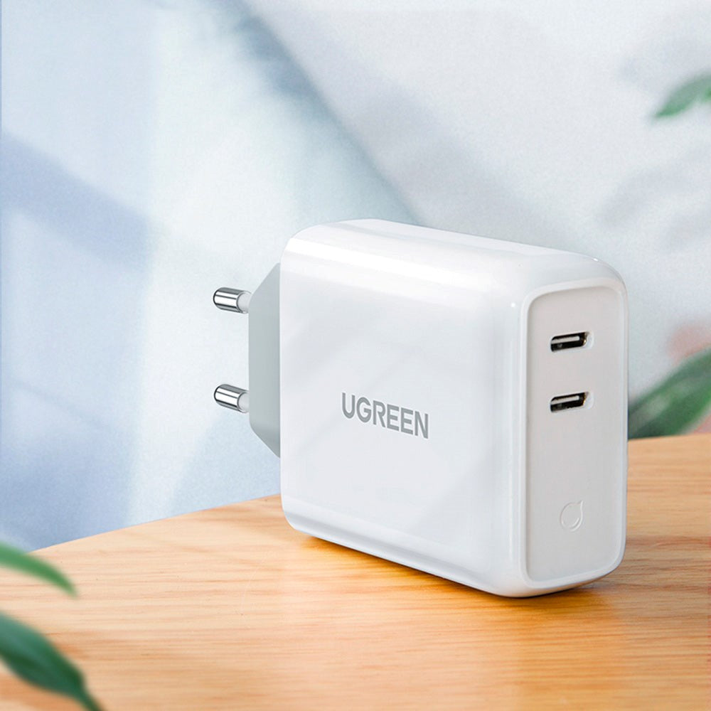 Ugreen 36W PD USB-C Fast Wall Charger w. 2 x USB-C - White