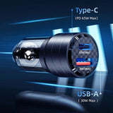 Usams Car Charger PD 95W w. USB-C & USB-A - Black