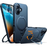 TORRAS iPhone 16 Plus Hybrid Plastic Case with Stand Function - MagSafe Compatible - Black