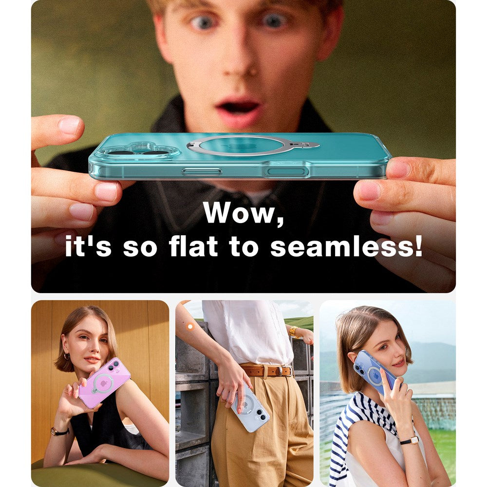 TORRAS iPhone 16 Plus Hybrid Plastic Case with Stand Function - MagSafe Compatible - Transparent