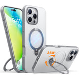 TORRAS iPhone 16 Pro Hybrid Plastic Case with Stand Function - MagSafe Compatible - Grey