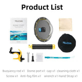 TELESIN Waterproof Dome Case with Handle for GoPro Hero 9 / 10 / 11 / 12 / 13 - Transparent / Black