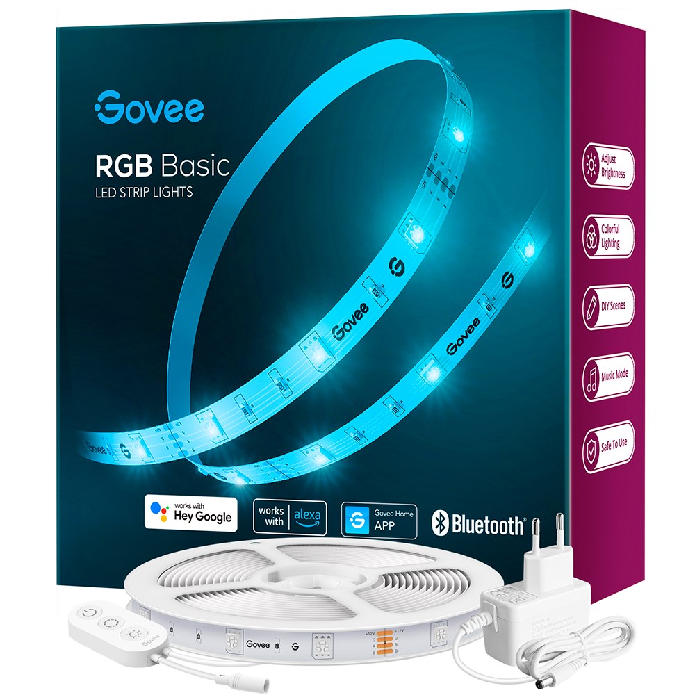 Govee Smart Wi-Fi + Bluetooth RGB LED Strip Lights 5m - White