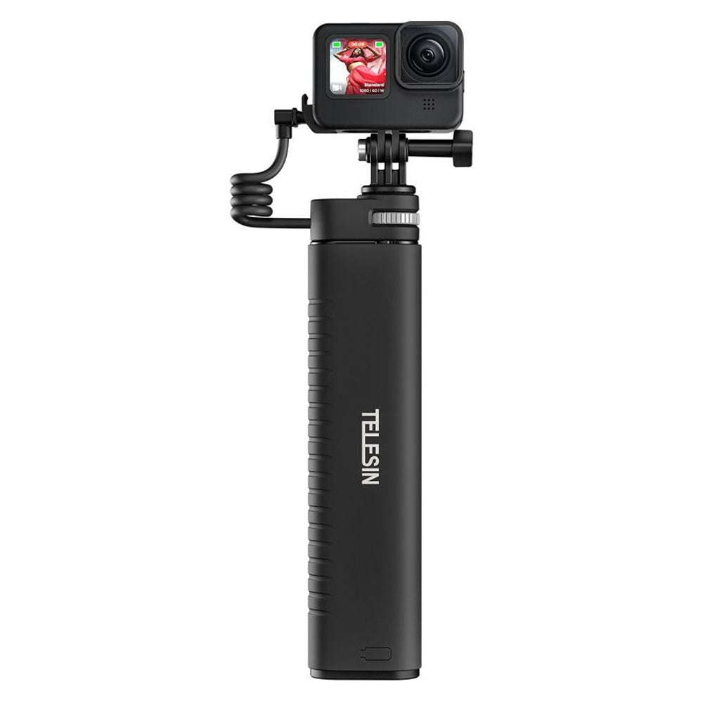 TELESIN Telescopic Selfie Stick with Built-in Powerbank - Black