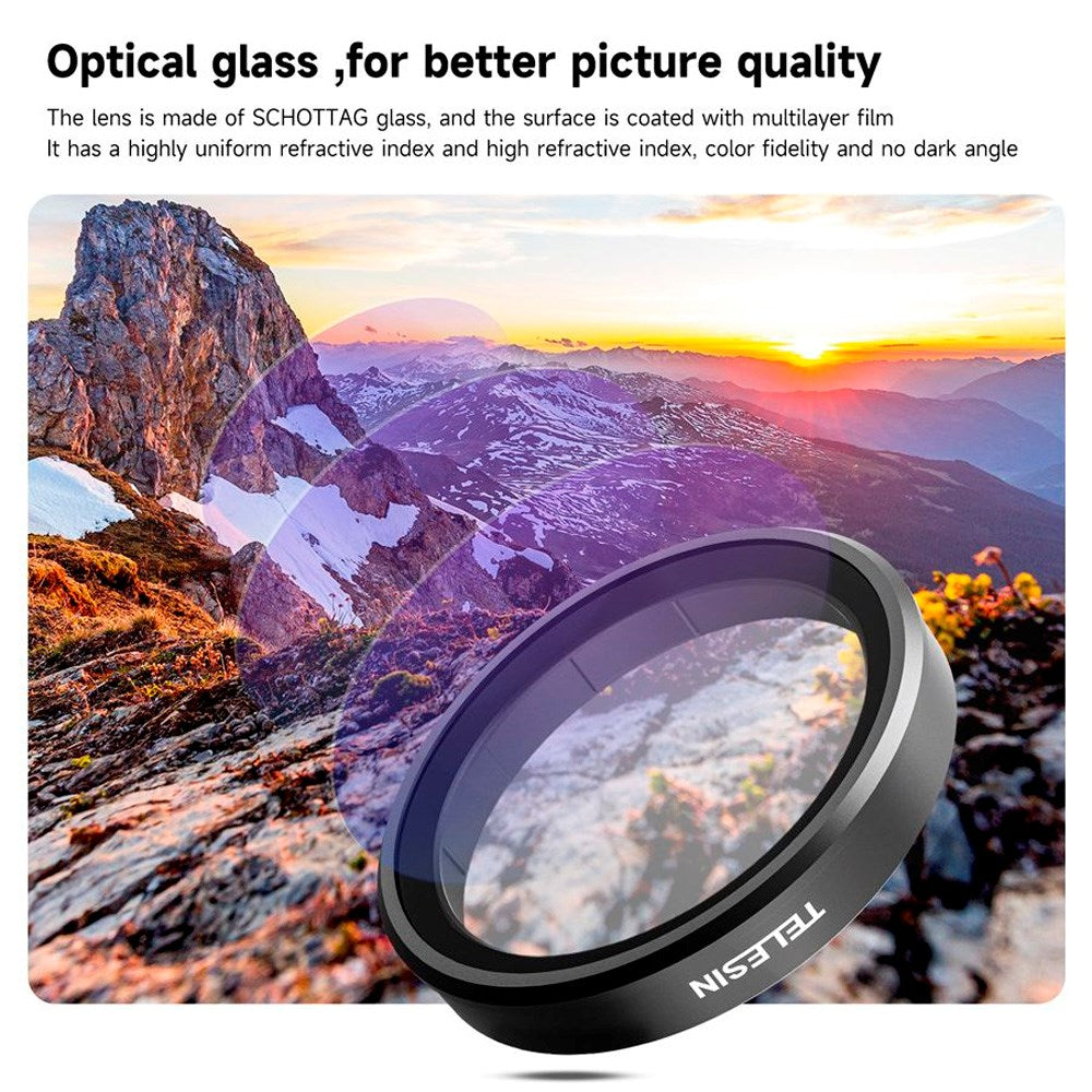 TELESIN CPL+ND8/16/32 Lens Filter - DJI Osmo Action 3 / 4 / 5 Pro - Transparent