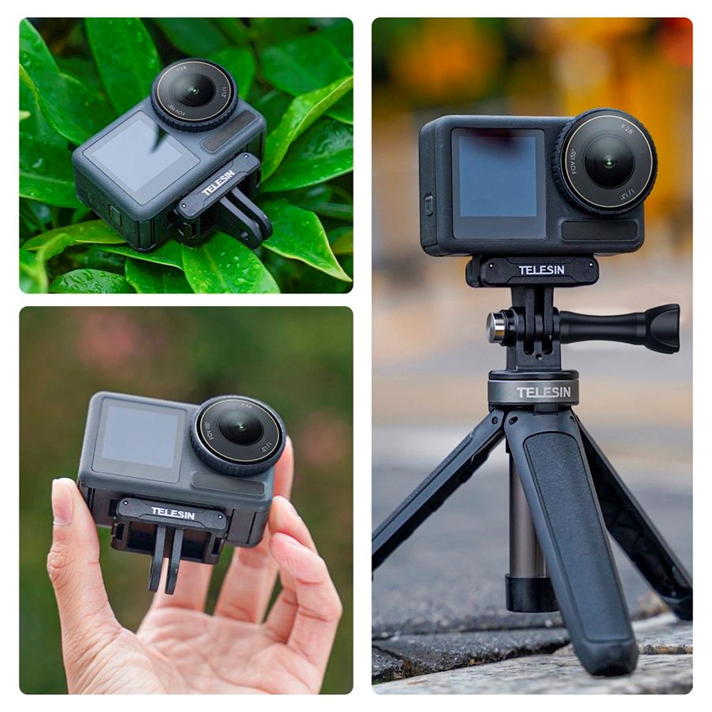 TELESIN Magnetic Double Claw Mount for DJI Osmo Action 3 / 4 / 5 Pro - Black