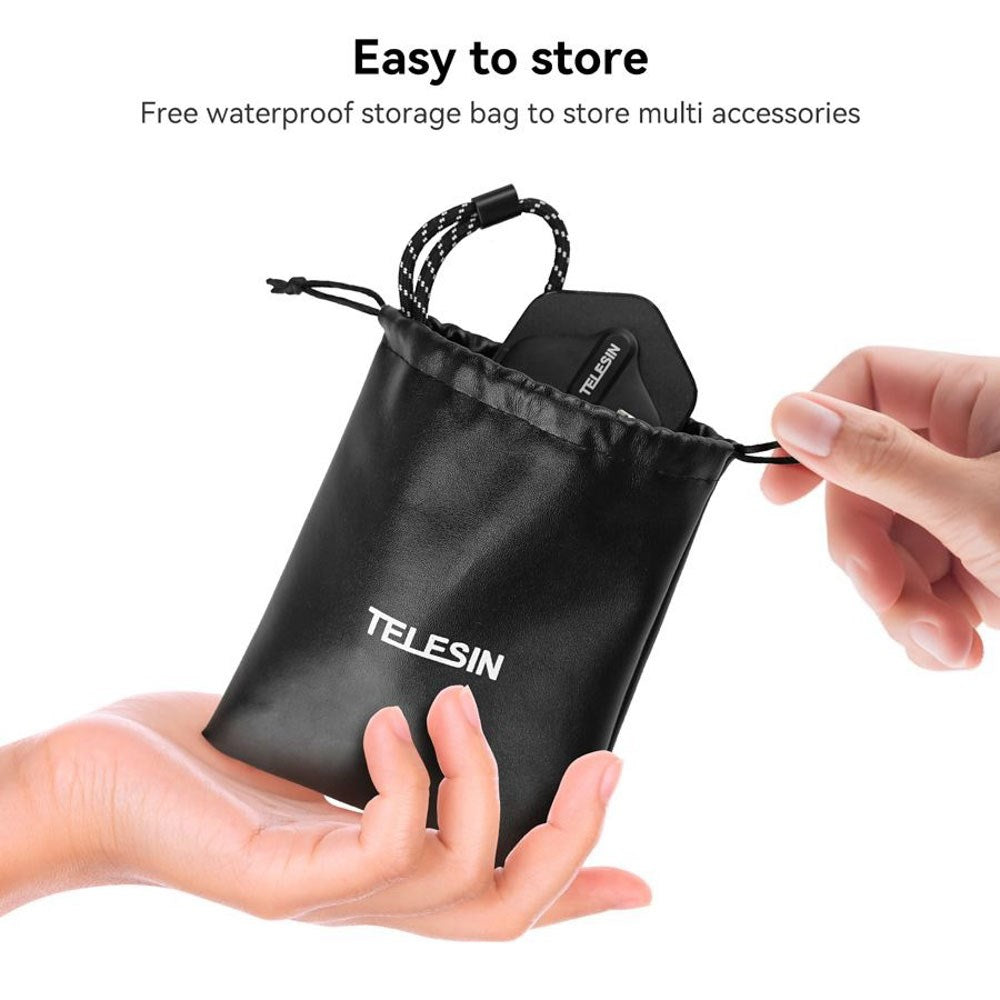 TELESIN Hidden Magnetic Holder for Action Camera - incl. Reusable Sticker - Black