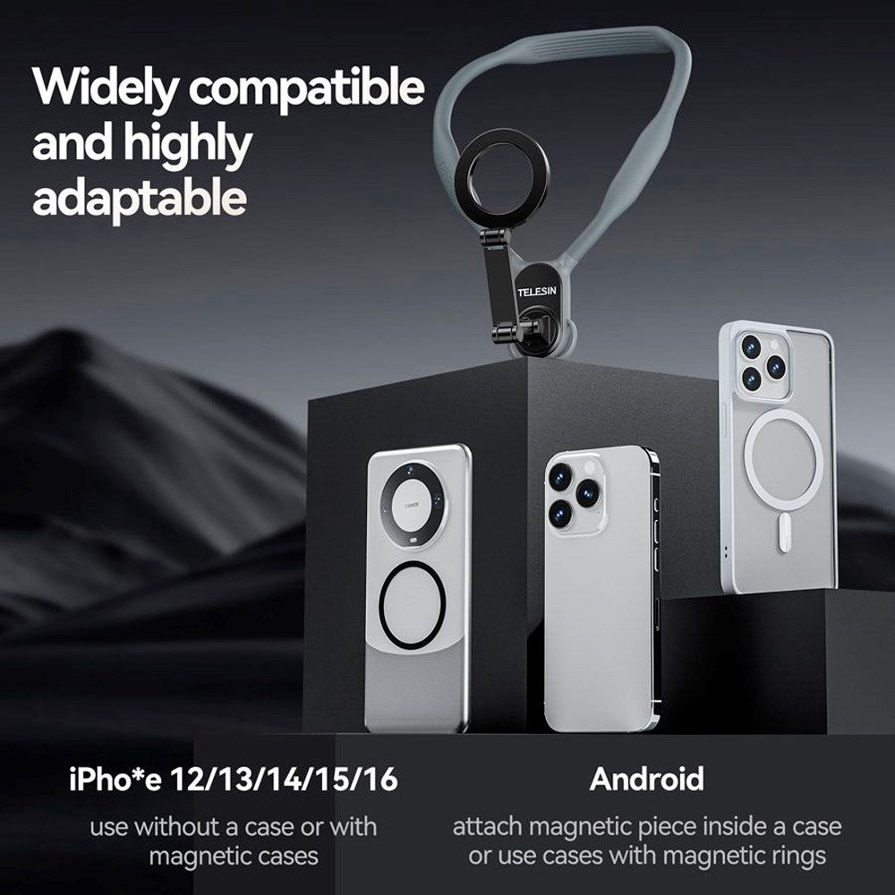 TELESIN Magnetic Neck Strap for Smartphone - MagSafe Compatible - Grey