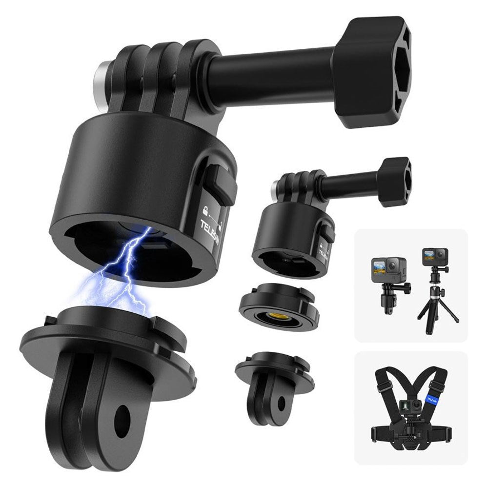 TELESIN Quick-Release Adapter Set for Action Camera - Black