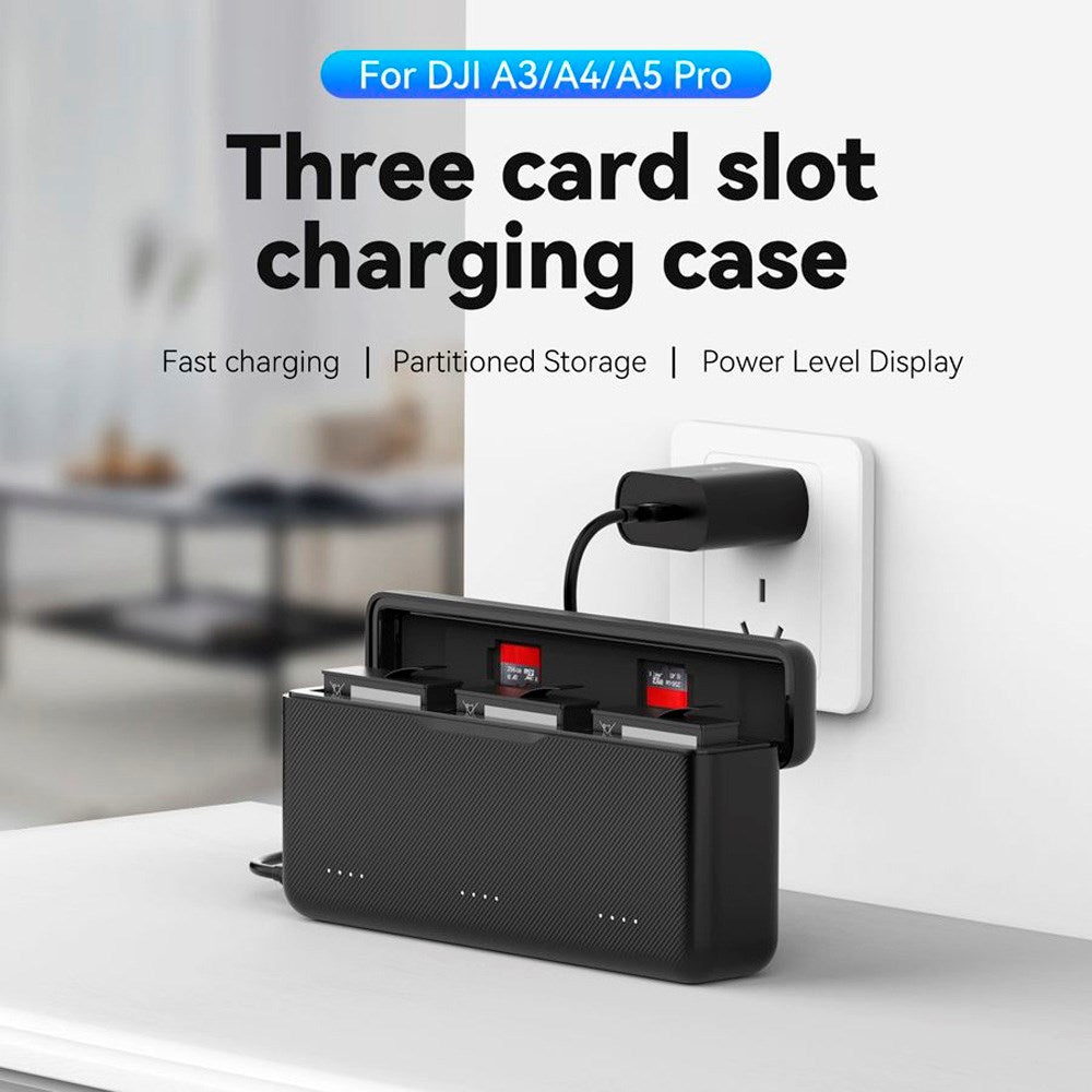 TELESIN Battery Charging Case for DJI Osmo Action 3 / 4 / 5 Pro - Black