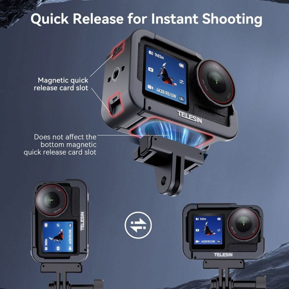 TELESIN Metal Cage for DJI Osmo Action 3 / 4 / 5 Pro - Grey