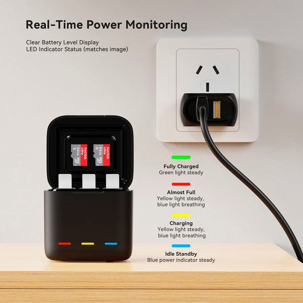 TELESIN Battery Charging Case for GoPro Hero 13 - Black