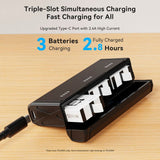 TELESIN Battery Charging Case & 2x Stamina Battery Kit for GoPro Hero 13 - Black