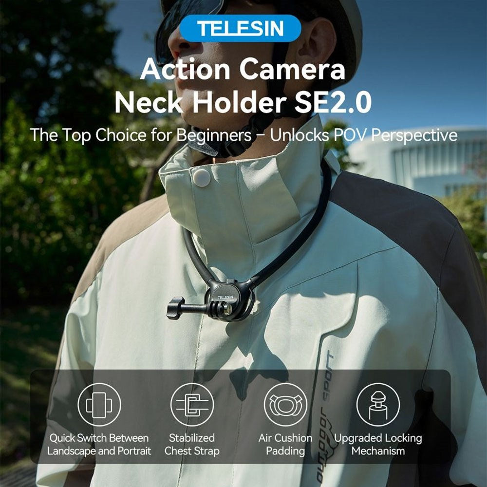 TELESIN Malleable Neck Strap for Action Camera - Black