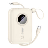 Dudao K14 10.000 mAh PowerBank w. Built-in USB-C Cable & Lightning Cable - Beige