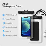 Spigen A601 Universal Waterproof Case Pouch - 2 Pack - Black / Transparent (Max. Phone: 163 x 90mm)