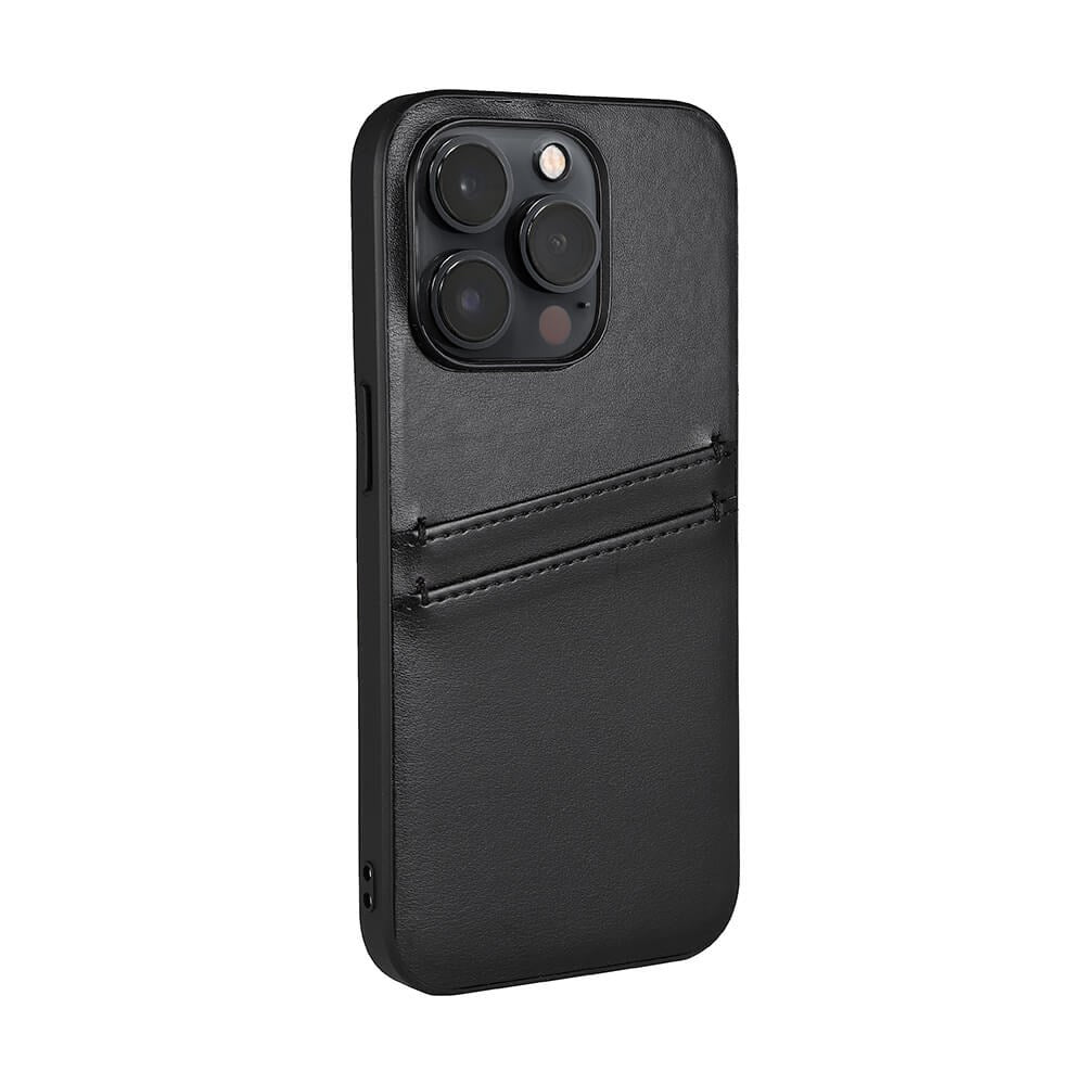 iPhone 14 Pro GEAR Buffalo Vegan Leather Back Cover w. Card Pockets - Black