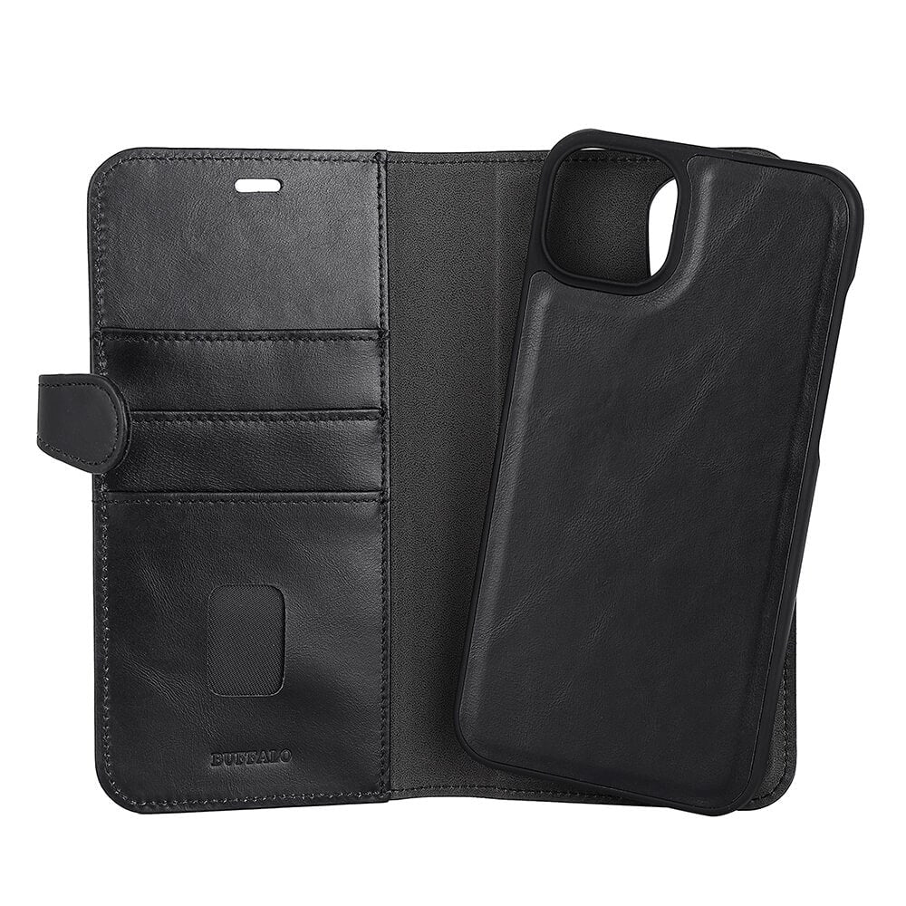 iPhone 14 Plus Gear Buffalo Wallet Genuine Leather Magnet Wallet Case - Black