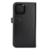 iPhone 15 GEAR Buffalo 2-in-1 Wallet Genuine Leather Magnet Flip Case with Wallet - Black