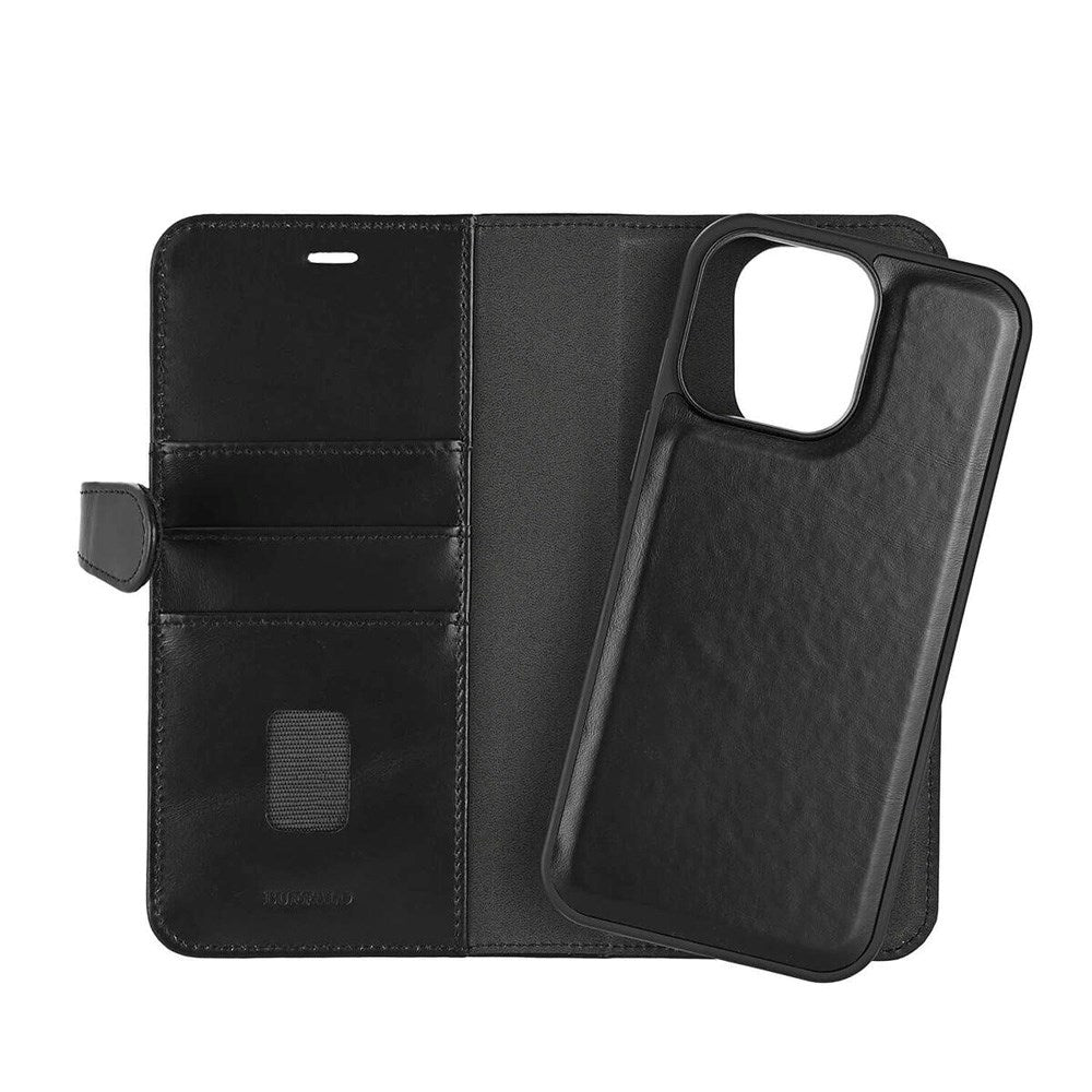 iPhone 16 Pro Max GEAR Buffalo 2-in-1 Wallet Genuine Leather Magnet Flip Case with Wallet - MagSafe Compatible - Black