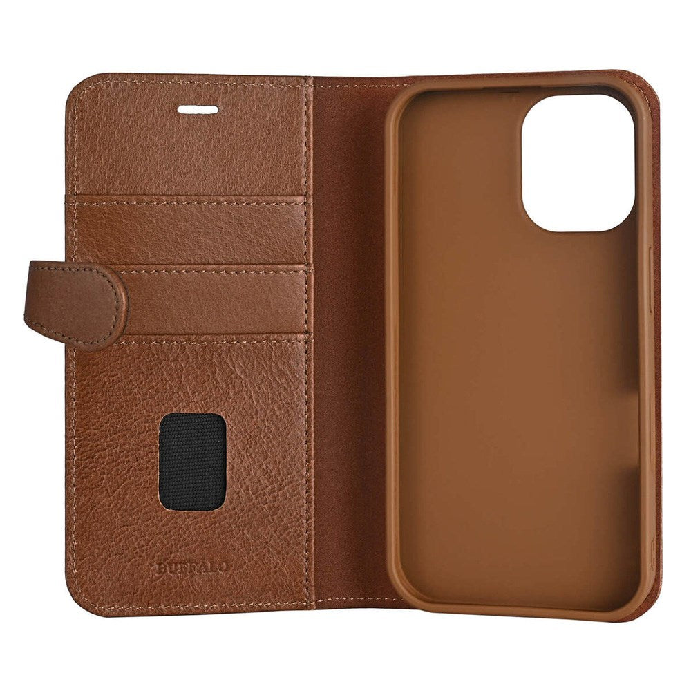 iPhone 16 GEAR Buffalo 2-in-1 Wallet Genuine Leather Magnet Flip Case with Wallet - MagSafe Compatible - Brown