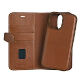 iPhone 16 GEAR Buffalo 2-in-1 Wallet Genuine Leather Magnet Flip Case with Wallet - MagSafe Compatible - Brown