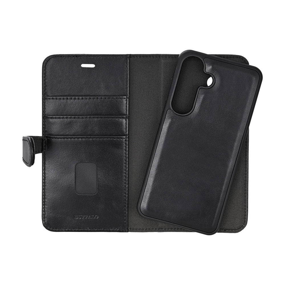 Samsung Galaxy S26 Buffalo 2-in-1 Genuine Leather Flip Case - MagSafe Compatible - Black