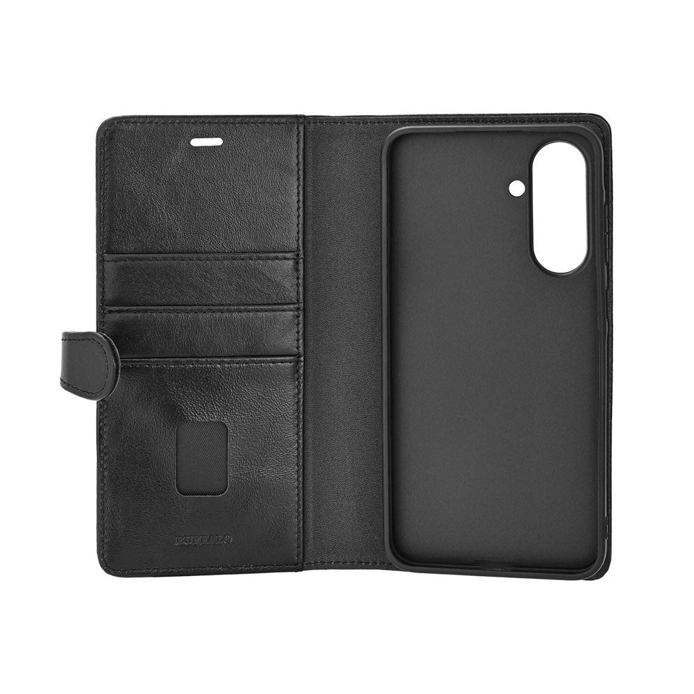 Samsung Galaxy A57 Buffalo 2-in-1 Genuine Leather Flip Case - Black