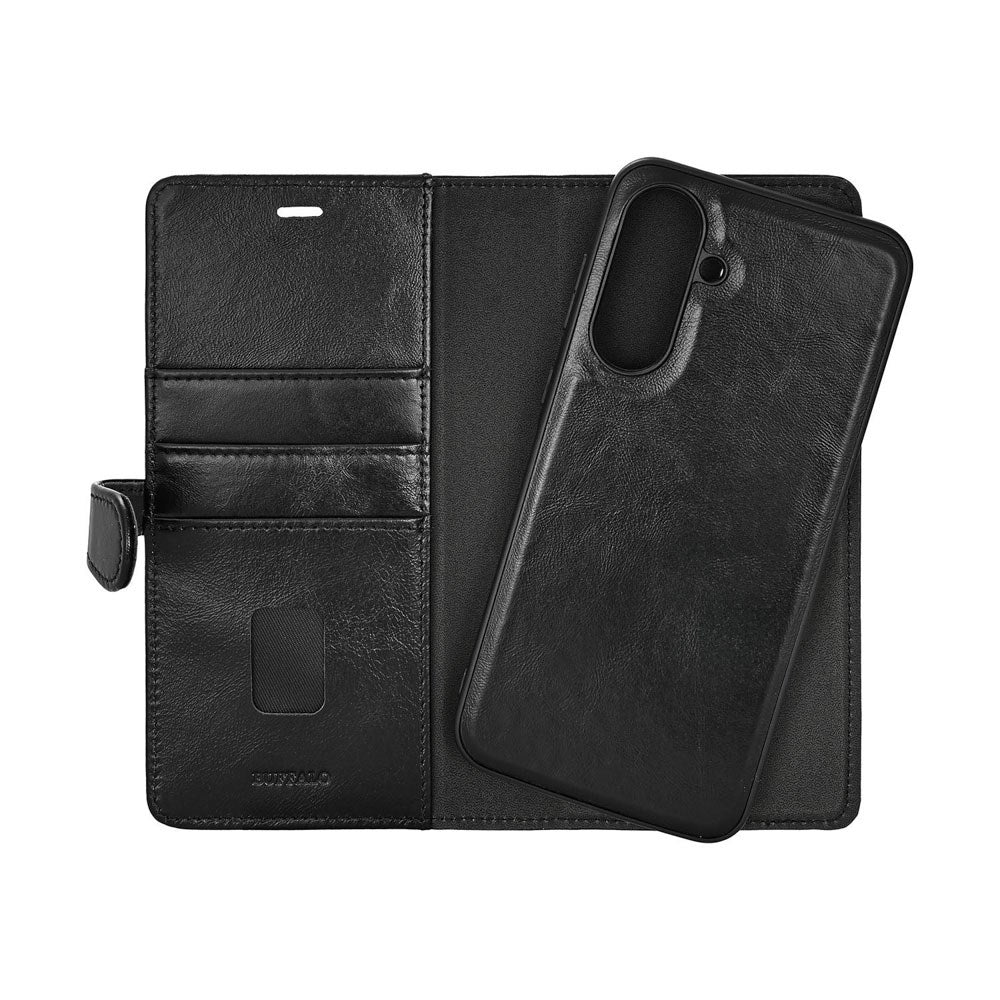 Samsung Galaxy A37 Buffalo 2-in-1 Genuine Leather Flip Case - Black
