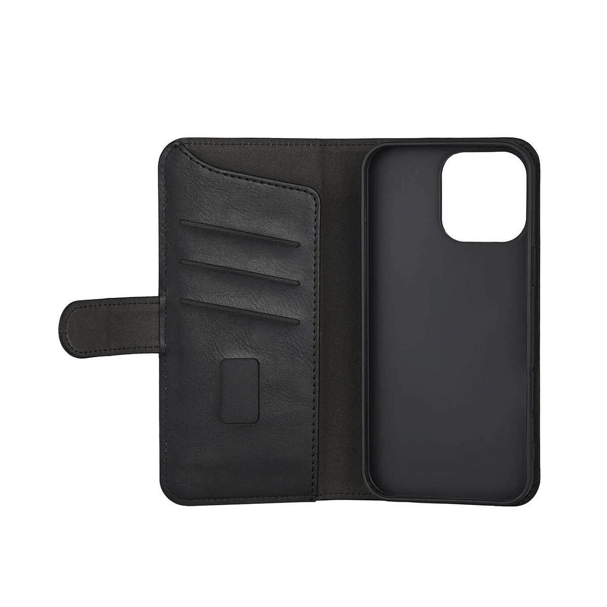 iPhone 16 Pro Max GEAR Wallet - Leather Case w. Wallet for 3 Cards - MagSafe Compatible - Black