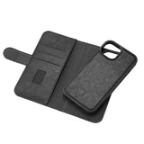 iPhone 15 GEAR Leather Case 2-in-1 m. Wallet 3 Cards - Black