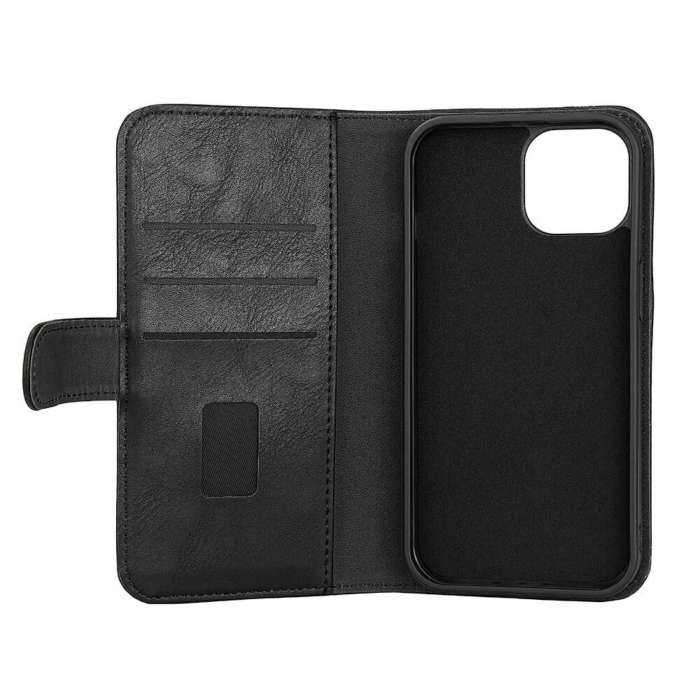 iPhone 15 GEAR Leather Case 2-in-1 m. Wallet 3 Cards - Black