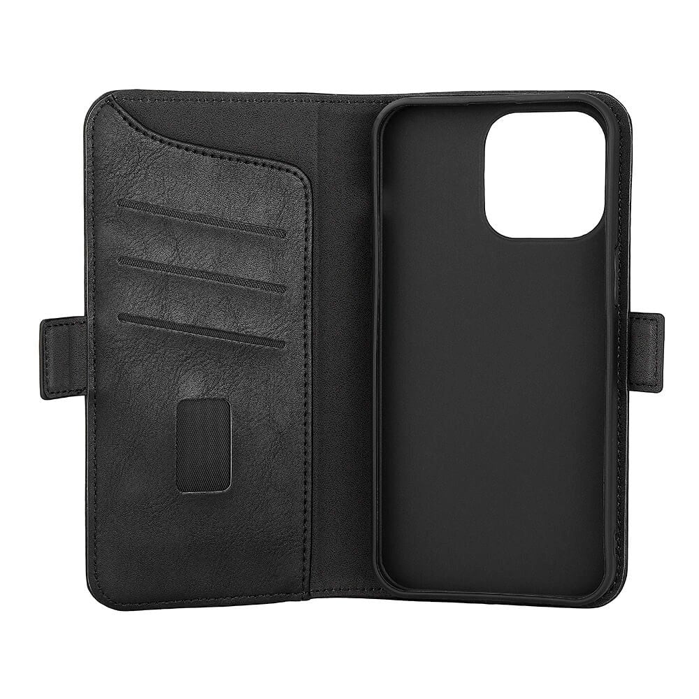 iPhone 15 Pro Max GEAR Wallet - Leather Case w. Wallet for 3 Cards - Black