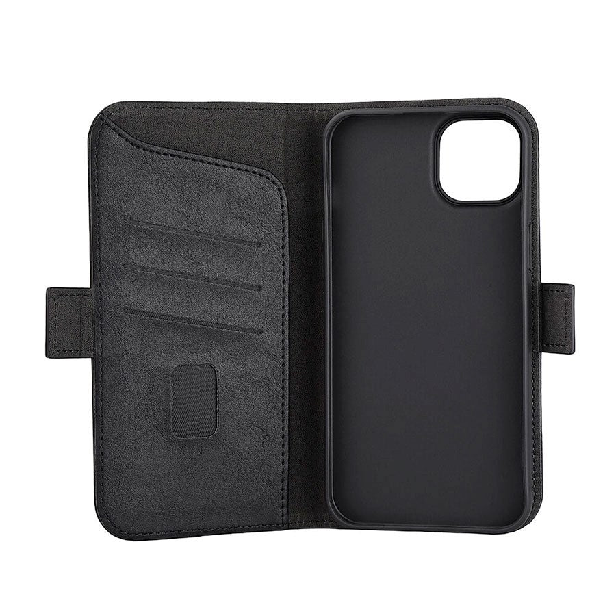 GEAR iPhone 15 Plus Leather Wallet Case - MagSafe Compatible - Black