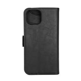 iPhone 15 GEAR Wallet - Leather Case w. Wallet for 3 Cards - Black