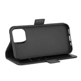 iPhone 15 GEAR Wallet - Leather Case w. Wallet for 3 Cards - Black