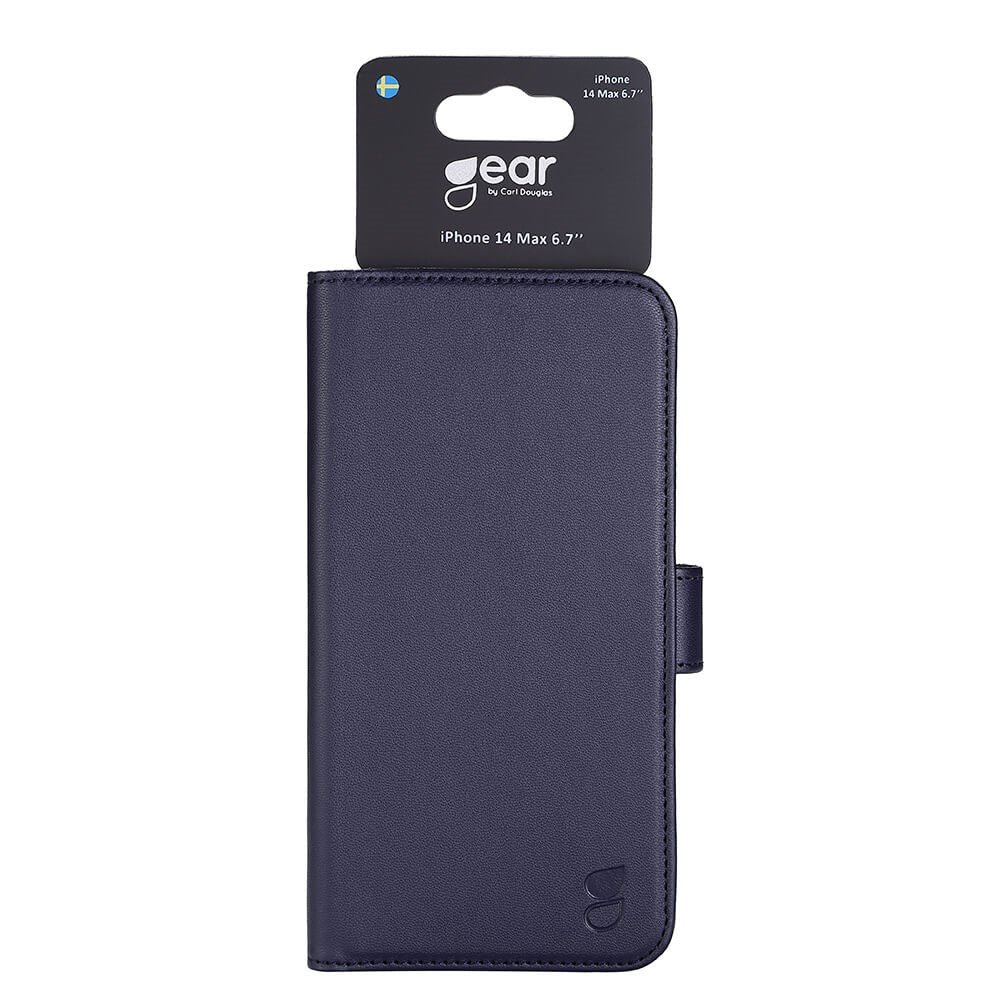 iPhone 14 Plus GEAR Wallet - Leather Flip Cover with Wallet for 3 Cards - Blue