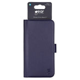 iPhone 14 GEAR Wallet - Leather Flip Cover with Wallet for 3 Cards - Blue