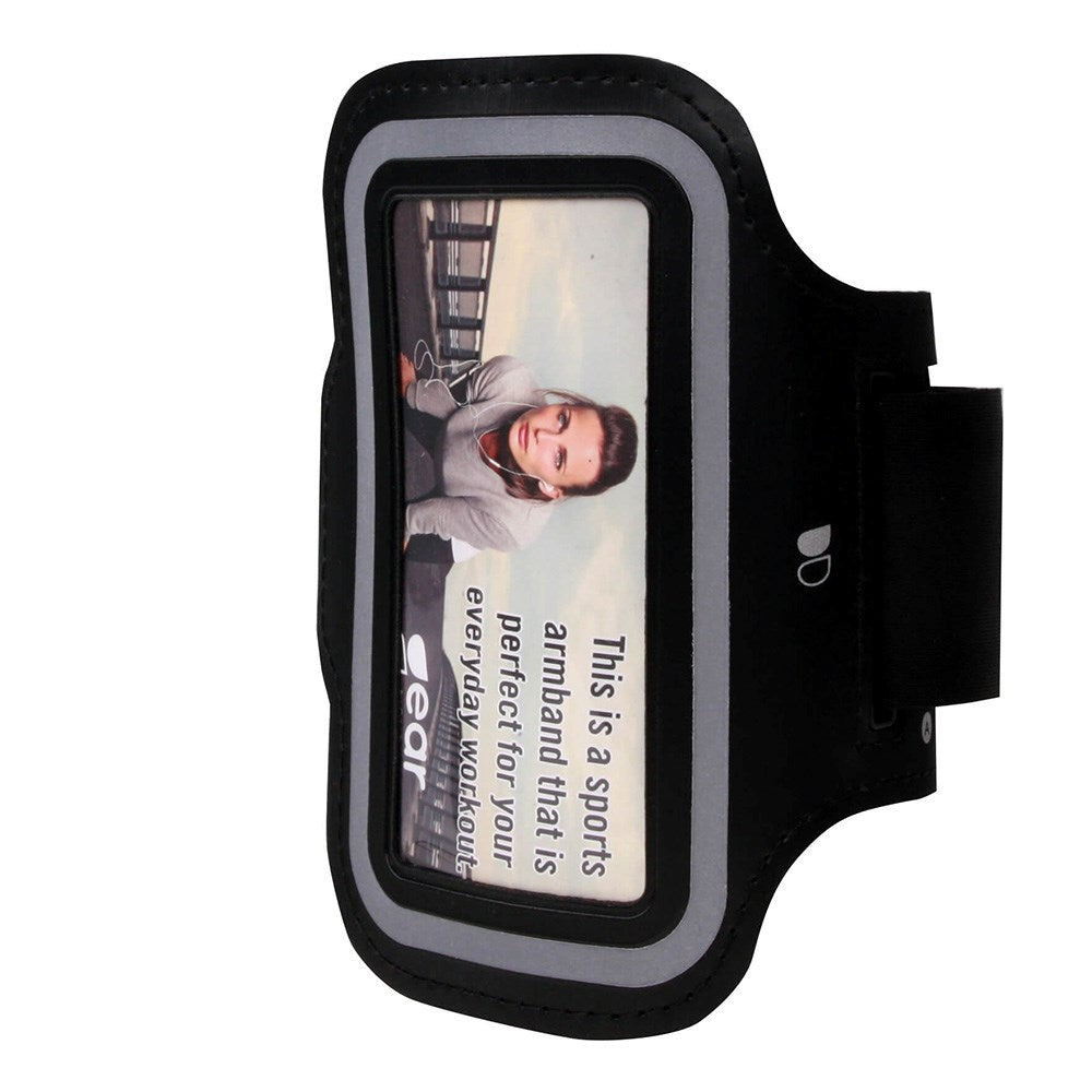 GEAR Universal Running Armband with Adjustable Velcro Strap & Reflective Edge (Max. Phone: 140 x 70mm) - Black