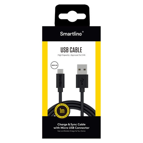 Smartline USB-A to Micro USB Cable 1 w. - Black