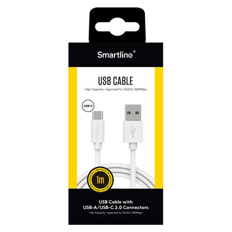 Smartline (3A/15W) USB2.0 - USB-C Cable 1 w. - White (DEMO)