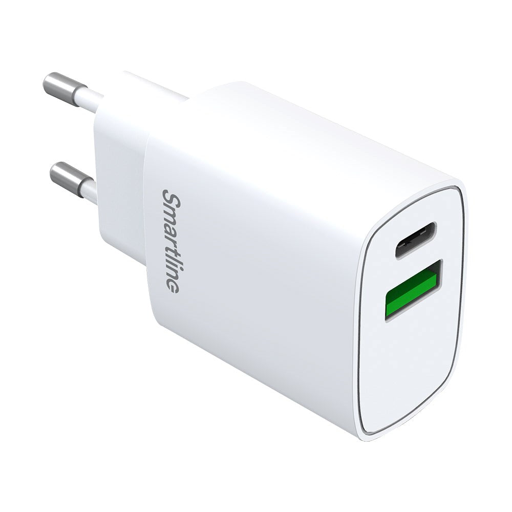 Smartline PD 20W Wall Charger w. 1 x USB-A & 1 x USB-C - White