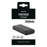 Smartline 22.5W Powerbank - 1 x USB-A (QC) & 1 x USB-C (PD) - 20000 mAh - Black