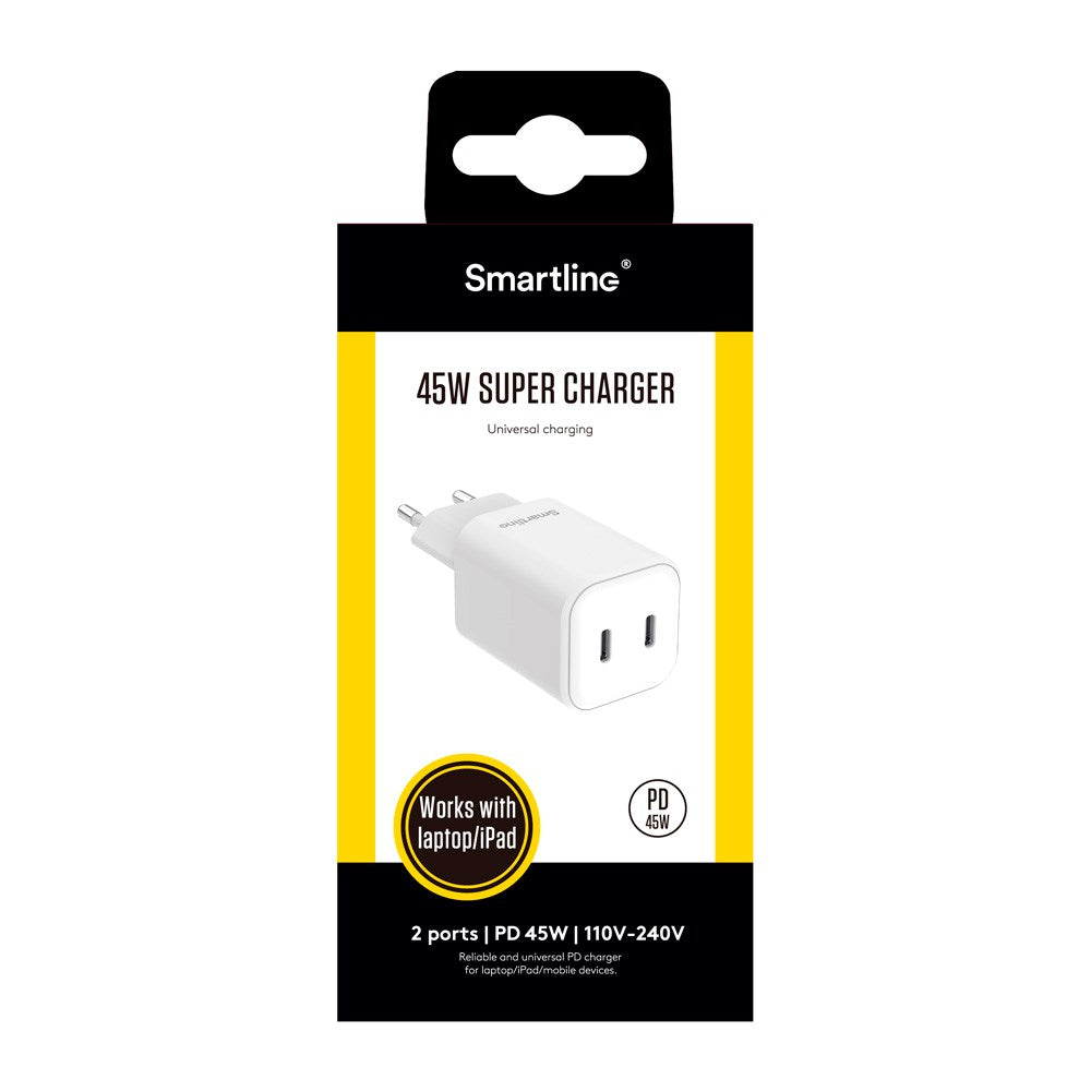 Smartline PD 45W Wall Charger with 2x USB-C - White