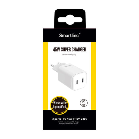 Smartline PD 45W Wall Charger with 2x USB-C - White