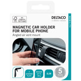 Deltaco Magnetic Mobile Holder for Ventilation Outlet with Clip & Extra Magnet - Silver / Black