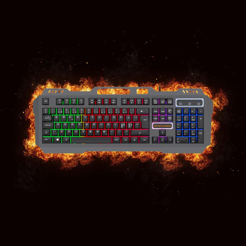 Deltaco DK130 Gaming Keyboard with RGB Lighting - Nordic Layout - Black