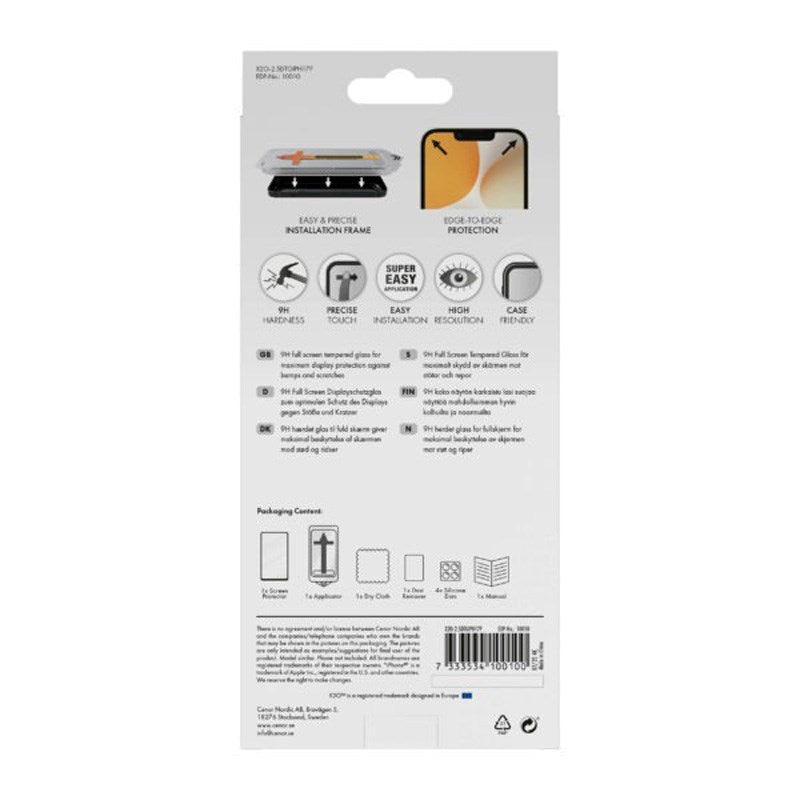 X2O iPhone 17 Pro 9H Tempered Glass Screen Protector - incl. Mounting Frame - Transparent / Black Edge