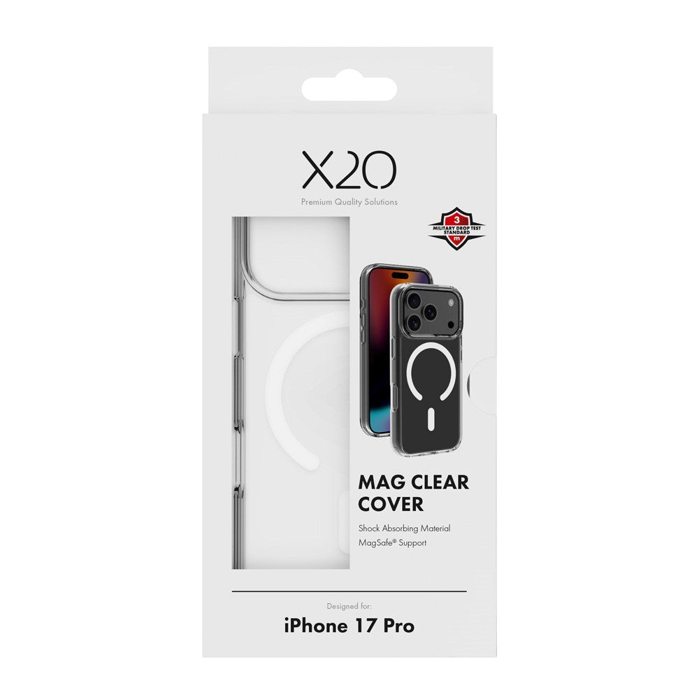 X2O iPhone 17 Pro Mag Clear Case - MagSafe Compatible - Transparent